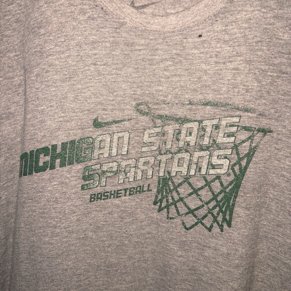 Nike Michigan State Spartans Basketball Gray T-Shirt Men’s XL Pinhole Collar - Picture 1 of 6